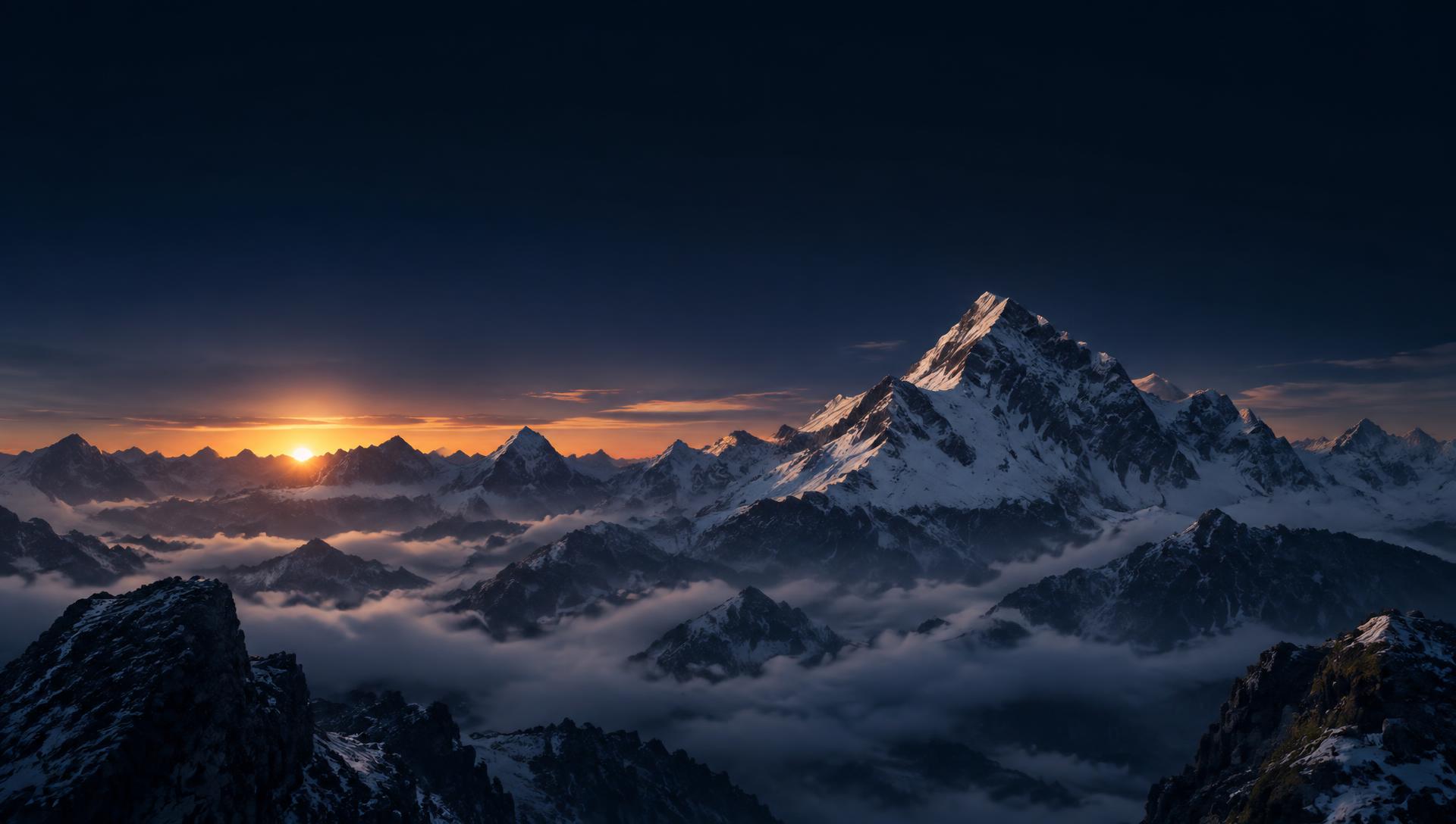 Mountain range at dawn